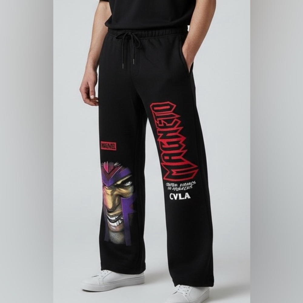 CVLA X MARVEL‎ Magneto men’s graphic Fleece Sweatpants pants black size medium